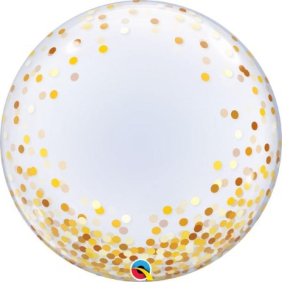 Balão Bubble QL Bolinhas Douradas 24”