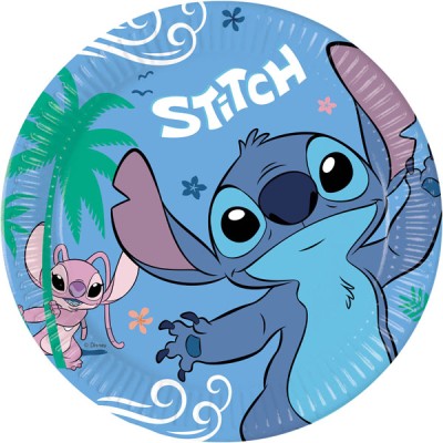 Pratos Papel Stitch 23cm c/8
