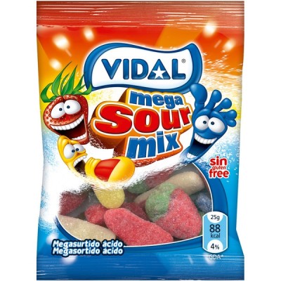 Gomas Vidal Mega Sortido Açúcar saquetas 90 gr