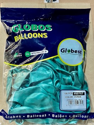 Balões Latex Globest Metal 32cm Verde c/100