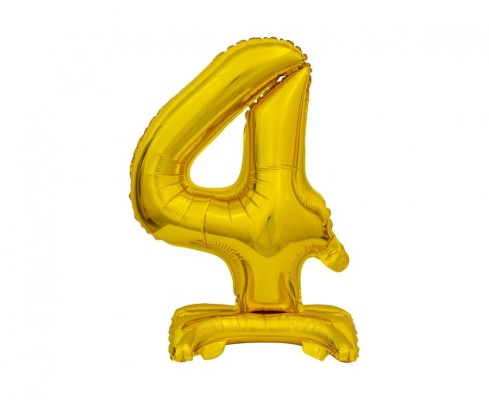 Balão de Pé Foil Número 4 Dourado 38cm