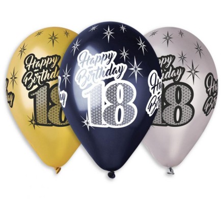 Balões Latex Gemar Feliz 18 Aniversário 12” c/6