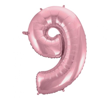 Balão Foil Número 9 Rosa Claro 92cm