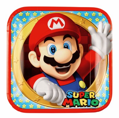 Pratos Papel Super Mario 18cm c/8