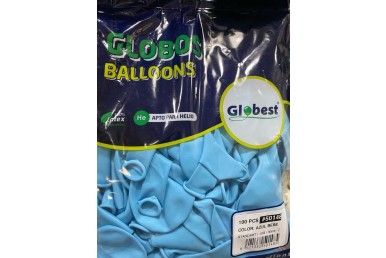 Balões Latex Globest Cores Azul Bebé 30cm c/100
