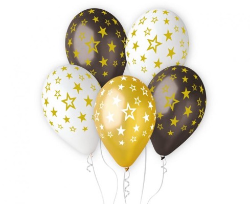 Balões Latex Estrelas Douradas 13” c/6