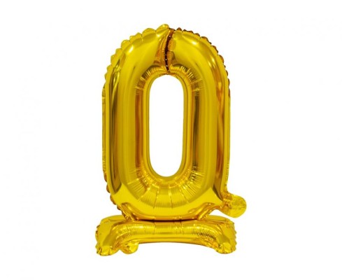 Balão de Pé Foil Número 0 Dourado 38cm