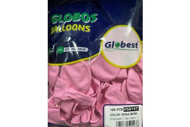 Balões Latex Globest Cores Rosa Bebé 30cm c/100
