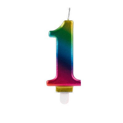 Velas aniversário arco iris número 1