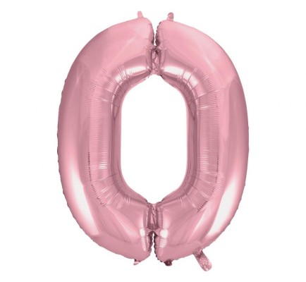 Balão Foil Número 0 Rosa Claro 92cm