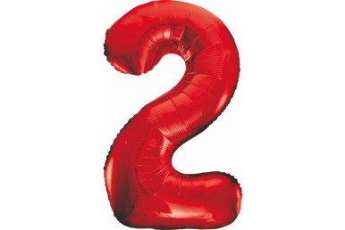 Balão Foil Número 2 Vermelho 85cm