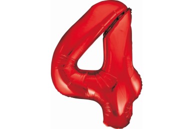 Balão Foil Número 4 Vermelho 85cm
