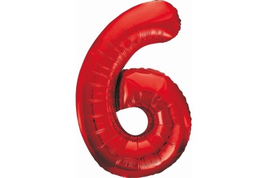 Balão Foil Número 6 Vermelho 85cm