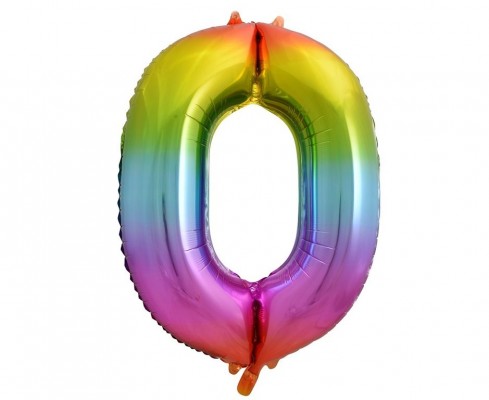 Balão Foil Número 0 Arco-Íris 85cm