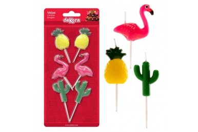 Velas Flamingo com 6 peças Dekora