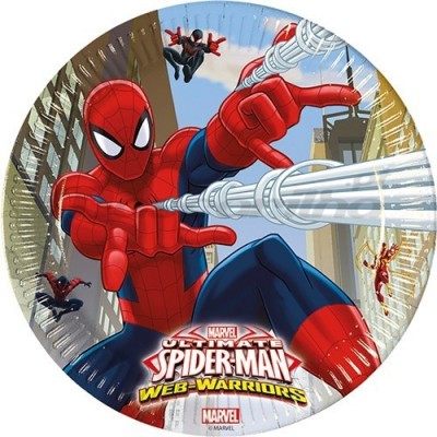 Pratos Papel Homem Aranha 23cm c/8