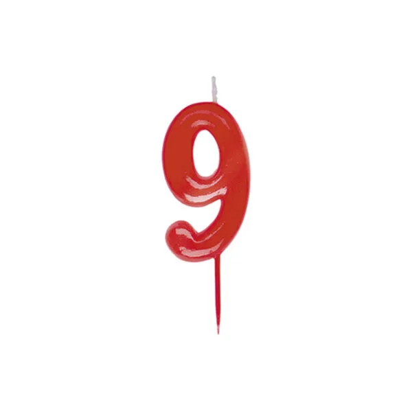 Vela Aniversário Pequeno Vermelho Número 9