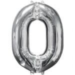 Balão Foil Globest Prata 100cm Número 0
