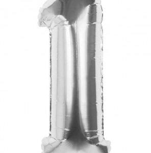 Balão Foil Globest Prata 100cm Número 1