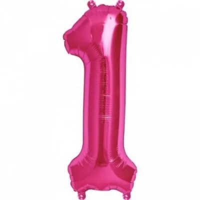 Balão Foil Globest Rosa 100cm Número 1 - Image 1