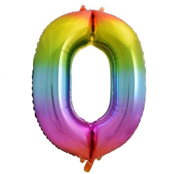 Balão Foil Número 0 Arco-Íris 85cm