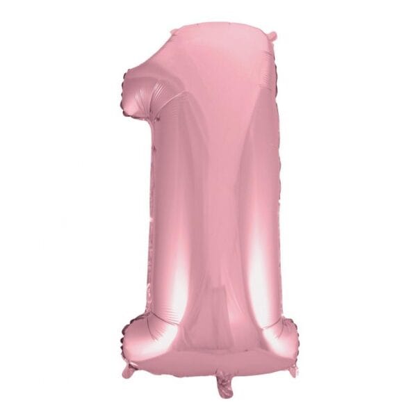 Balão Foil Número 1 Rosa Claro 92cm