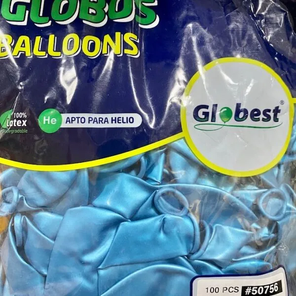 Balões Latex Globest Metal 32cm Azul c/100