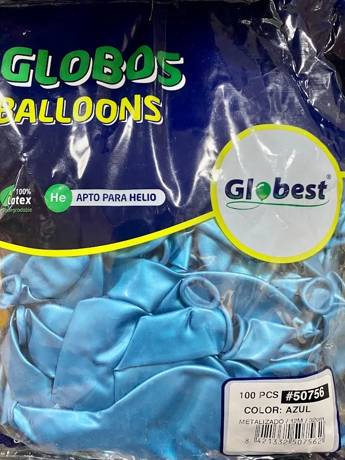 Balões Latex Globest Metal 32cm Azul c/100 - Image 1