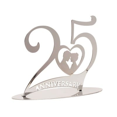 Dekora Topo Bolo 25 Anos Metal Prata 20x16cm