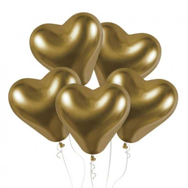 Balões Latex #088 Shiny Coração Dourado 12” Gemar c/25