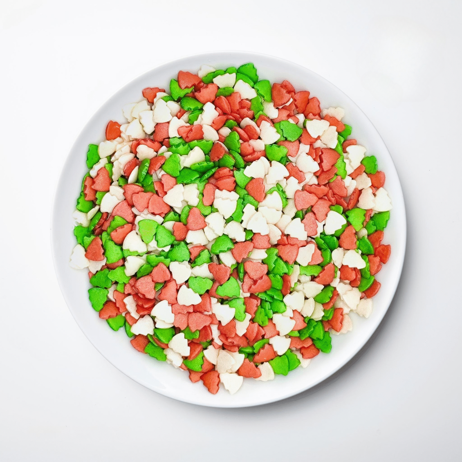 Mix Decoração Pinheirinhos Vermelho, Verde e Branco 55gr - Image 1