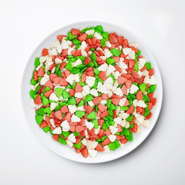 Mix Decoração Pinheirinhos Vermelho, Verde e Branco 55gr