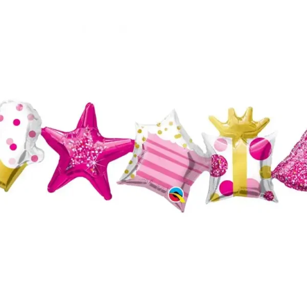 Grinalda de Aniversário Rosa 104cm