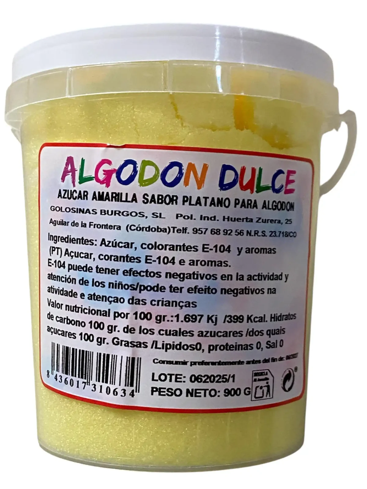 Açúcar Algodão Doce Amarelo Banana 900gr - Image 1