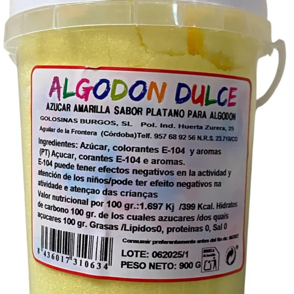 Açúcar Algodão Doce Amarelo Banana 900gr
